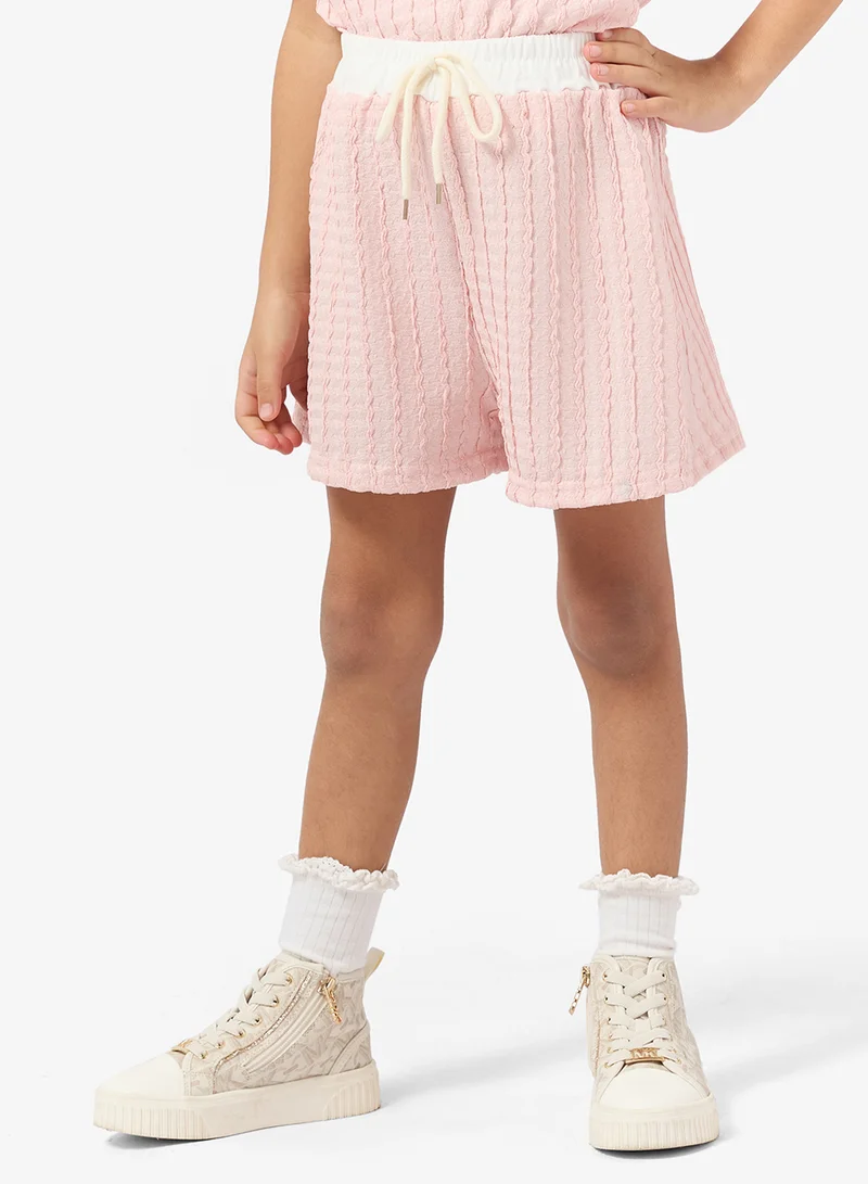 Pinata  Pink Textured Polo Tshirt and Short Set for Women | Best Price UAE